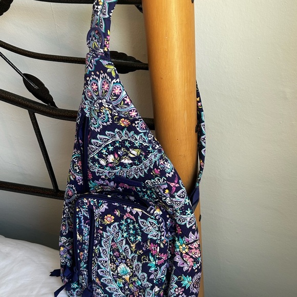 Vera Bradley Navy and Floral Sling Backpack - Picture 2 of 6